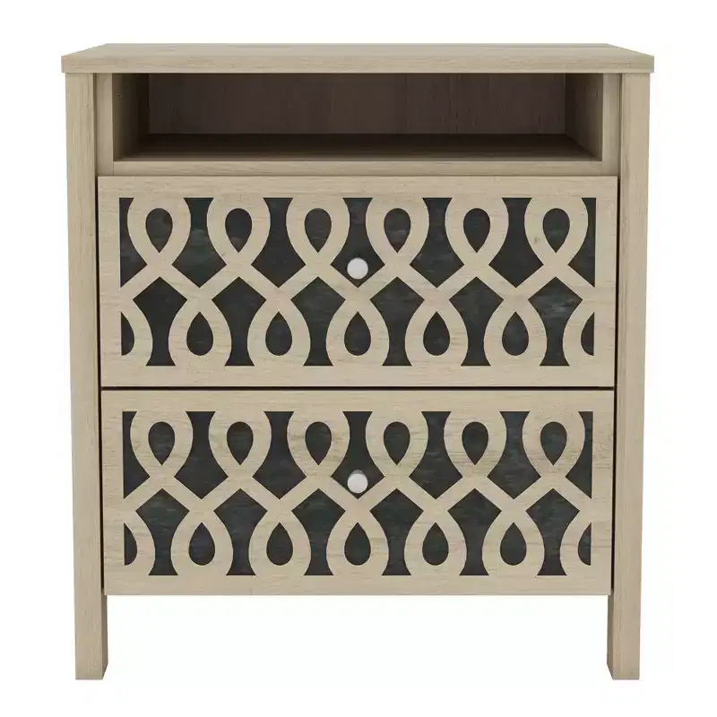 Galano Modern 2-Drawer Nightstands with Open Storage Set of 2 20.9 W  15.7 D  22.7 H