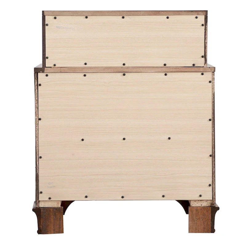 Traditional Three-Drawer 2-Tier Nightstand with Metal Pull