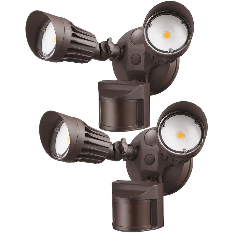 LED Security Light, Motion Sensor Flood Lights, 3000K, Bronze - 2PACK