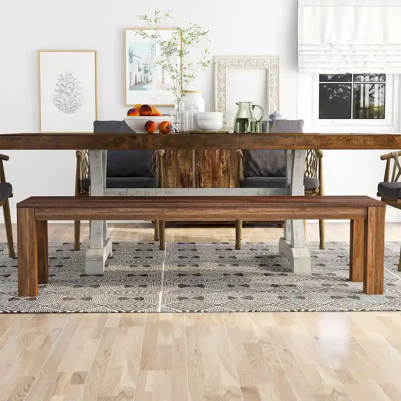 Anaisha Rustic Solid Mango Wood Dining Bench by Furniture of America