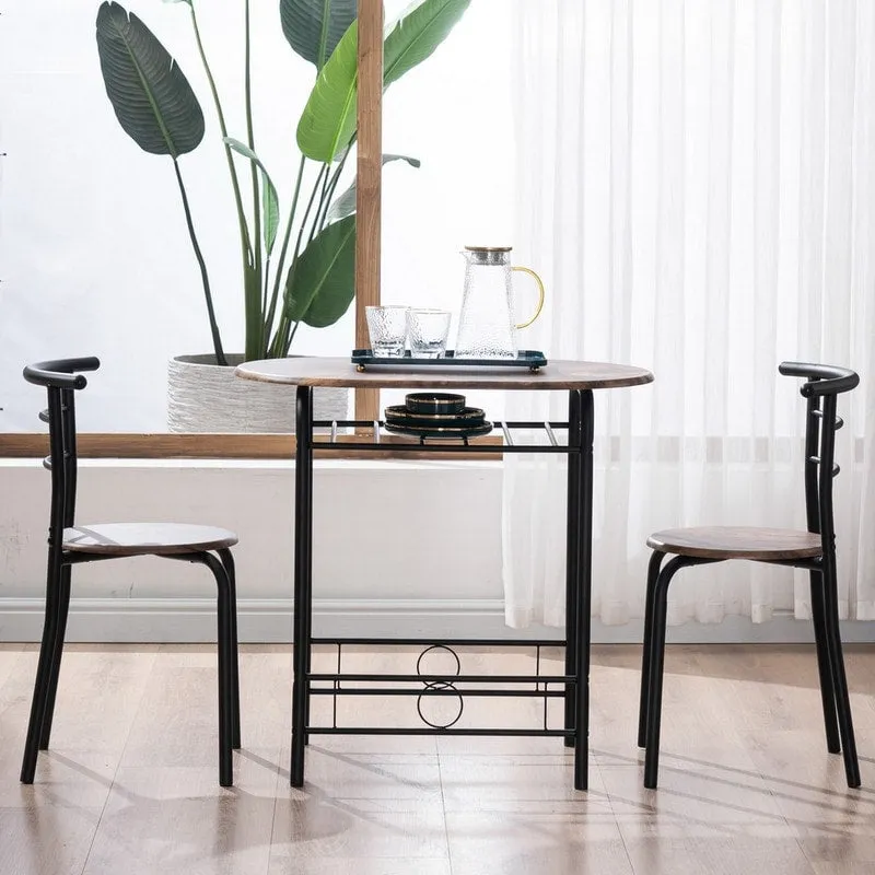 Modern Dining Set Breakfast Table with 2 Chairs Set of 3