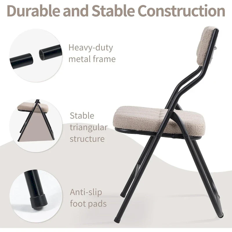 Velvet Upholstered Steel Tufted Folding Dining Chairs(set of 4)