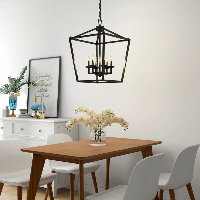 6 - Matte Black/ Gold Light Pendant - 16 x16 x24