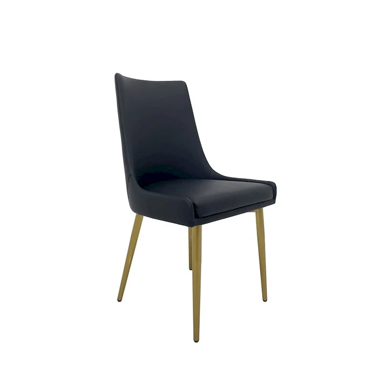 Dining Chair with PU Seat and Matte Gold Legs, Set of 2