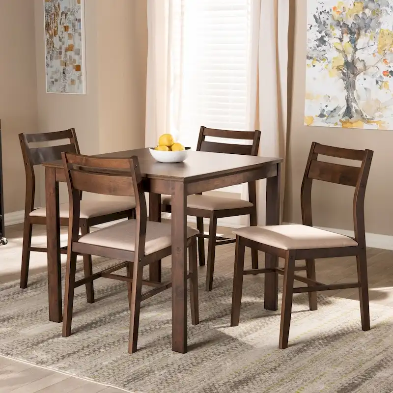 Contemporary Fabric 5-Piece Wood Dining Set