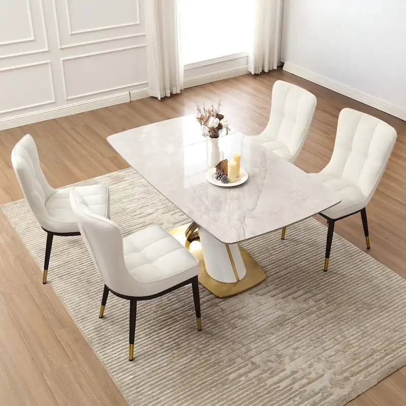 Velvet Dining Chairs Set of 2/4 - Waffle Pattern High Back, 300lbs Capacity, Metal Frame, 35.8