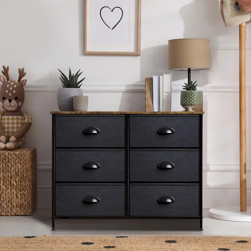Small six-drawer chest of drawers - wooden farmhouse style decorative shelf