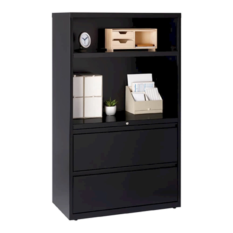 Hirsh HL8000 Combo Lateral File Cabinet, 36  Wide 2-drawer 2-shelf