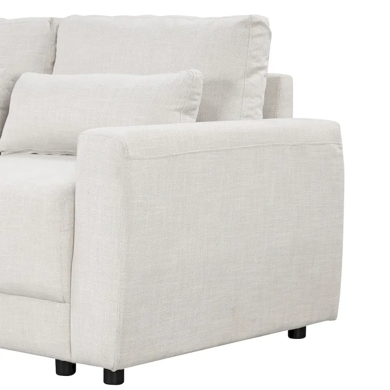 L-shaped Modular Sectional Sofa with Removable Back Cushions and 3 Pillows