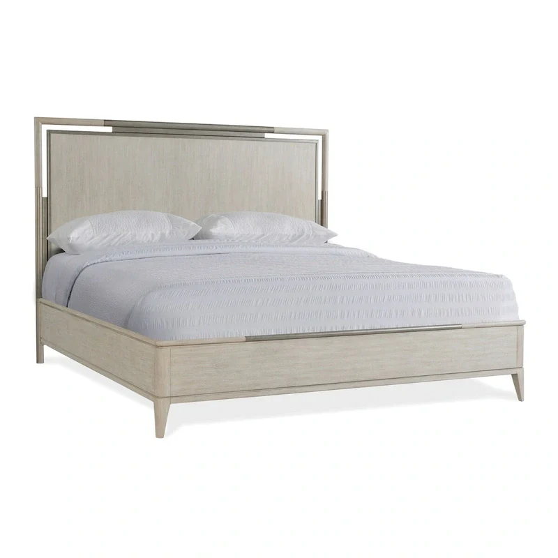 Champagne Solid Wood Bed with Nightstands — Complete Bedroom Furniture