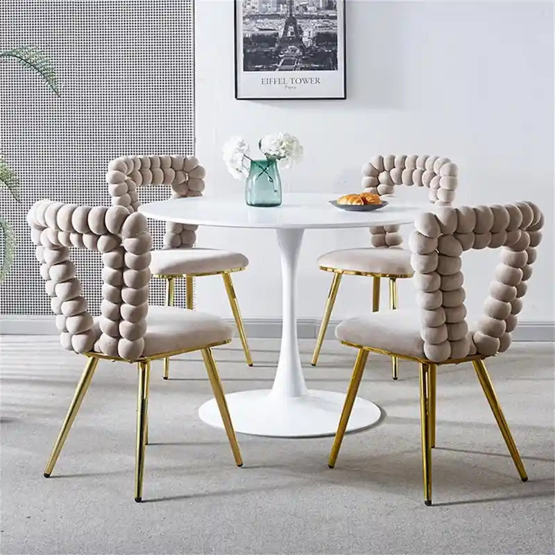 Modern Dining Chair with Metal Legs - 2 Pack