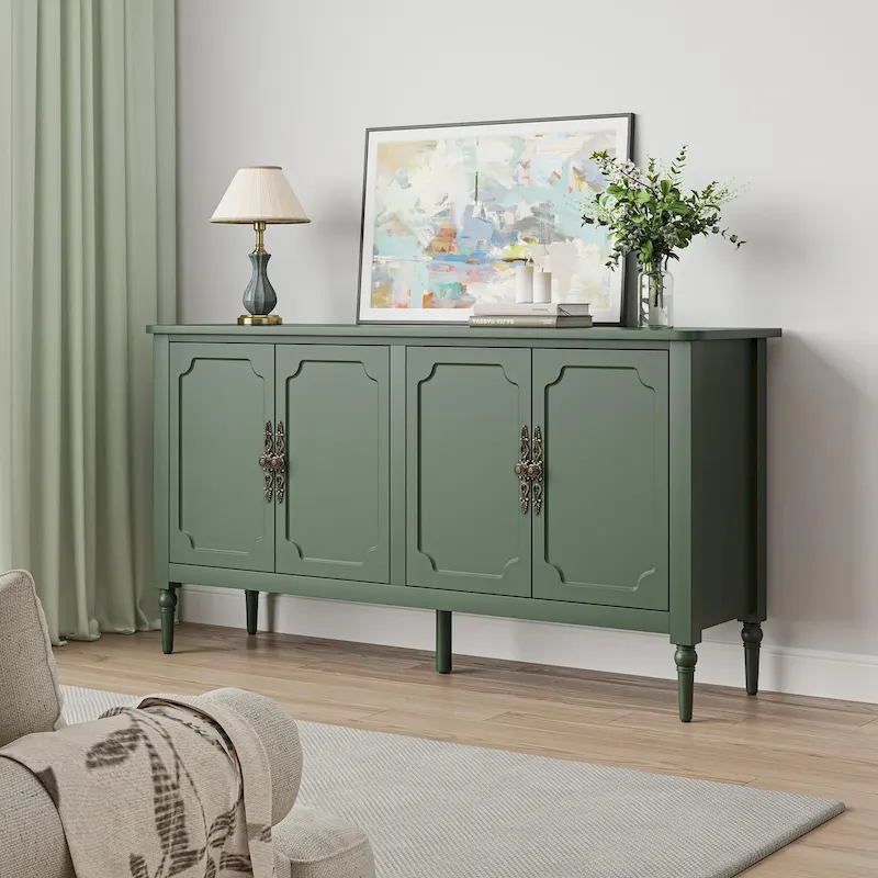 Green & Black 4-Door Accent Storage Cabinet, 58