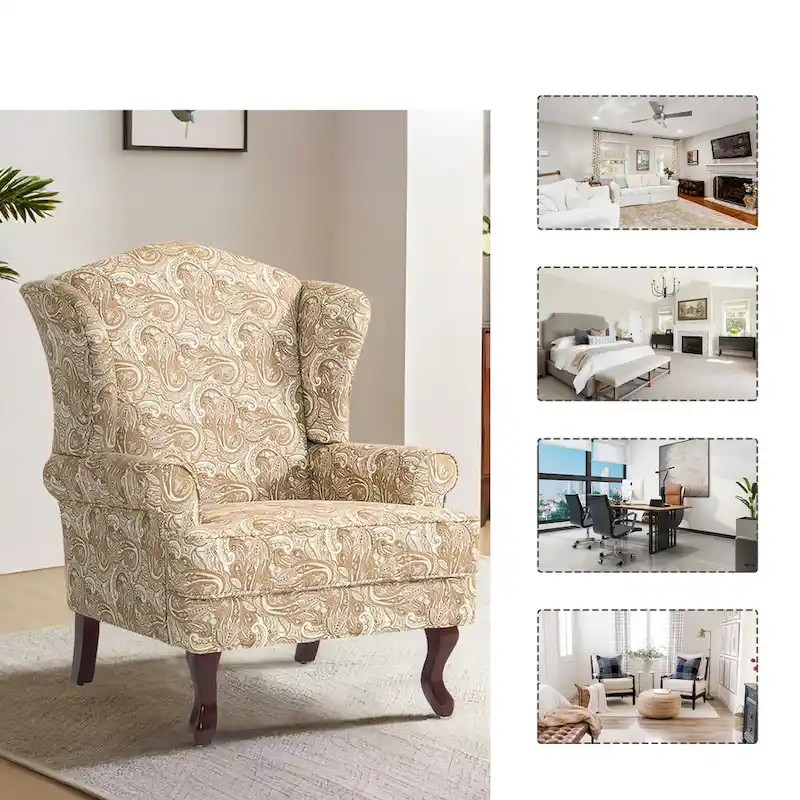 Mid-Century Modern Upholstered Wingback Accent Chair