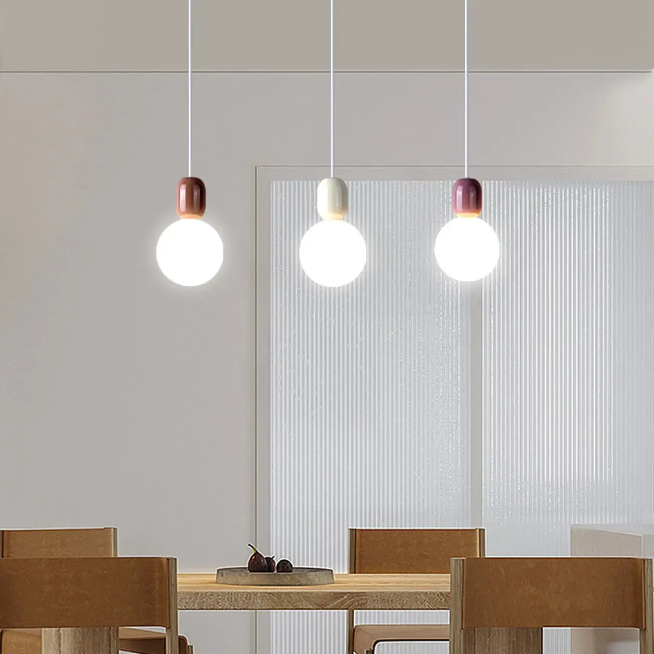 Modern White Metal Plastic Globe Pendant Light