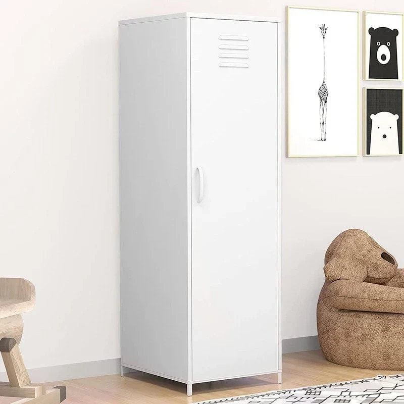 White / Red / Blue / Yellow Kids Steel Locker Cabinet with Hanging Rod, Shelves & Vented Doors