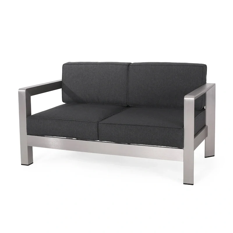 Aviara Aluminum Loveseat and Coffee Table by Christopher Knight Home