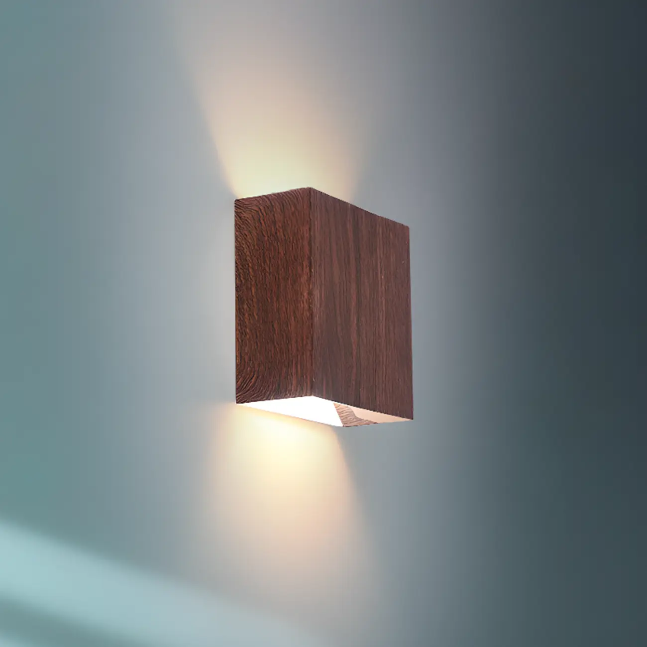 Walnut Geometric 2-Light LED Wall Sconce with Up & Down