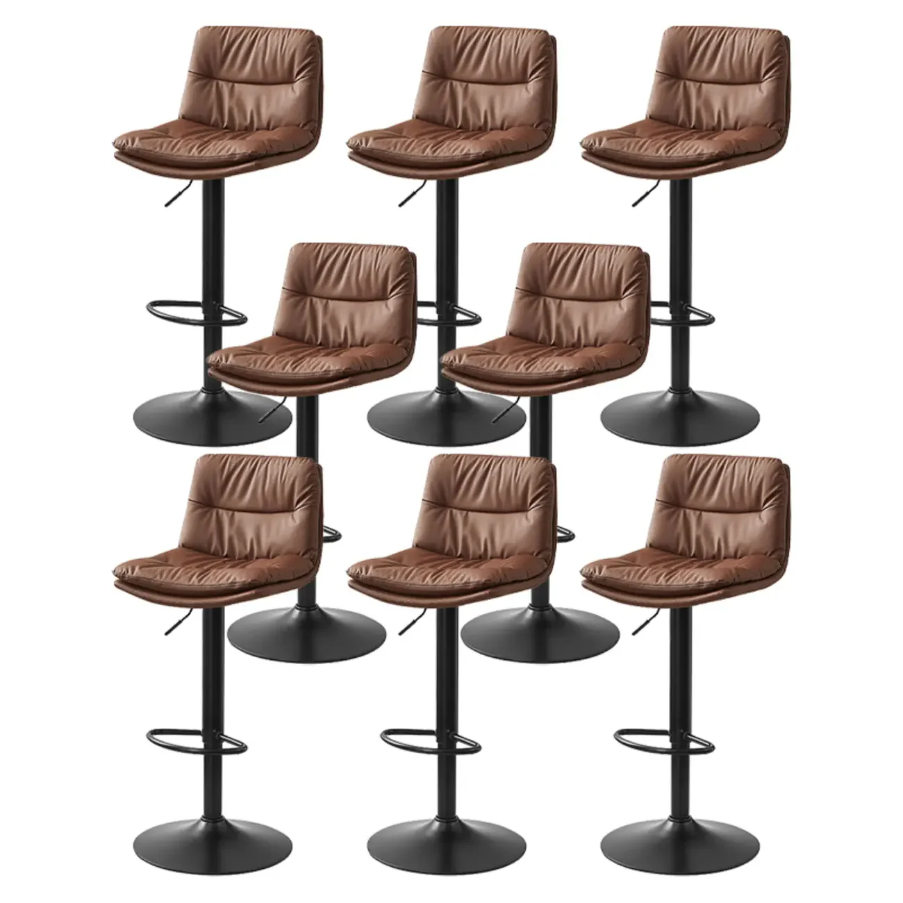 Modern Leather Saddle Swivel Adjustable Bar Stool
