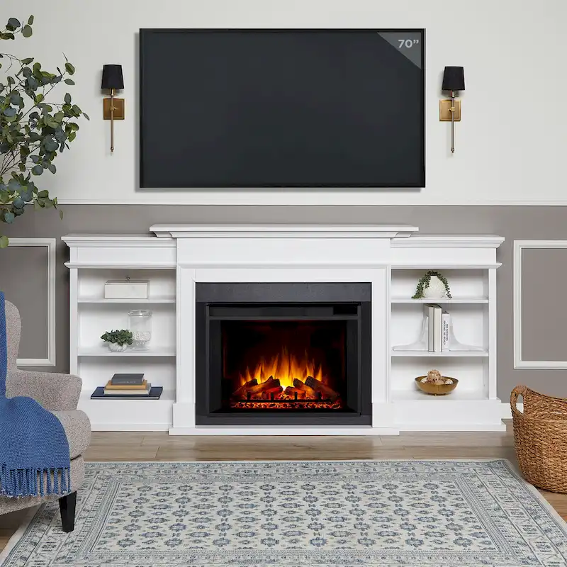 Ashton 93 Grand Media Electric Fireplace in White by Real Flame