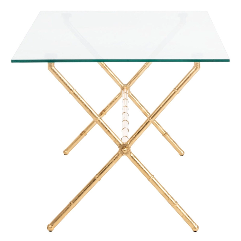 SAFAVIEH Treasures Jocelyn Bronze-Ish Silver/ Glass Top Accent Table - 37.4 x 19.7 x 17