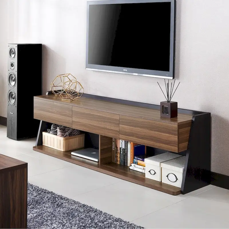 Alan Modern Walnut 73-inch 3-Drawer TV Console by Furniture of America