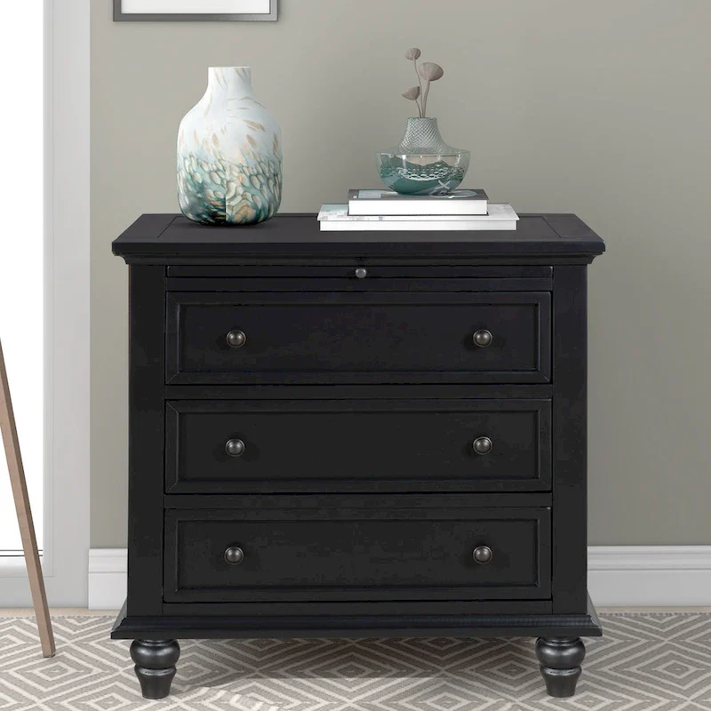 3-Drawer Pine Wood End Table with Pull-Out Tray – 4 Colors, 55 lb Drawer Capacity, Sofa Side Table