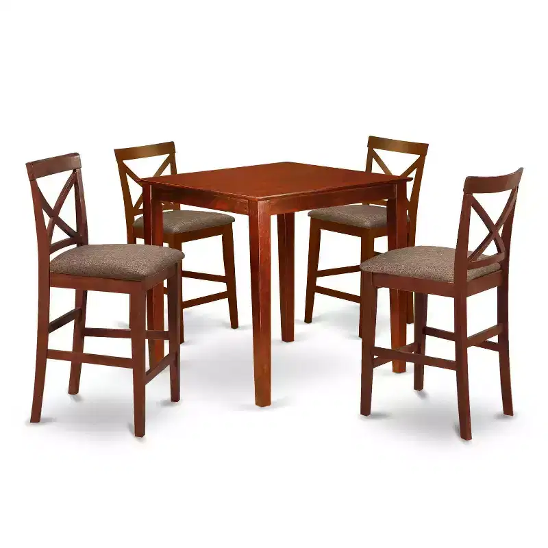 HomeStock 5-Pc Natural Brown Finish Solid Wood Top - Dining Room Set - Seats 4