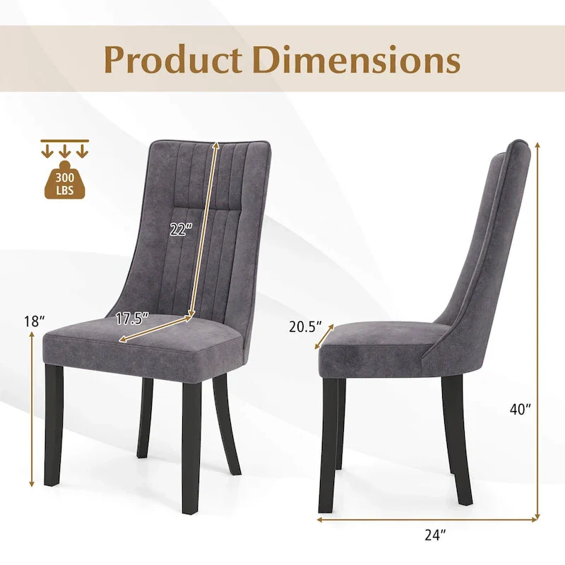 Channel Tufted Dining Chair with High Backrest