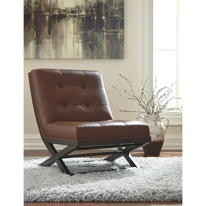 Casual Faux Leather Accent Chair