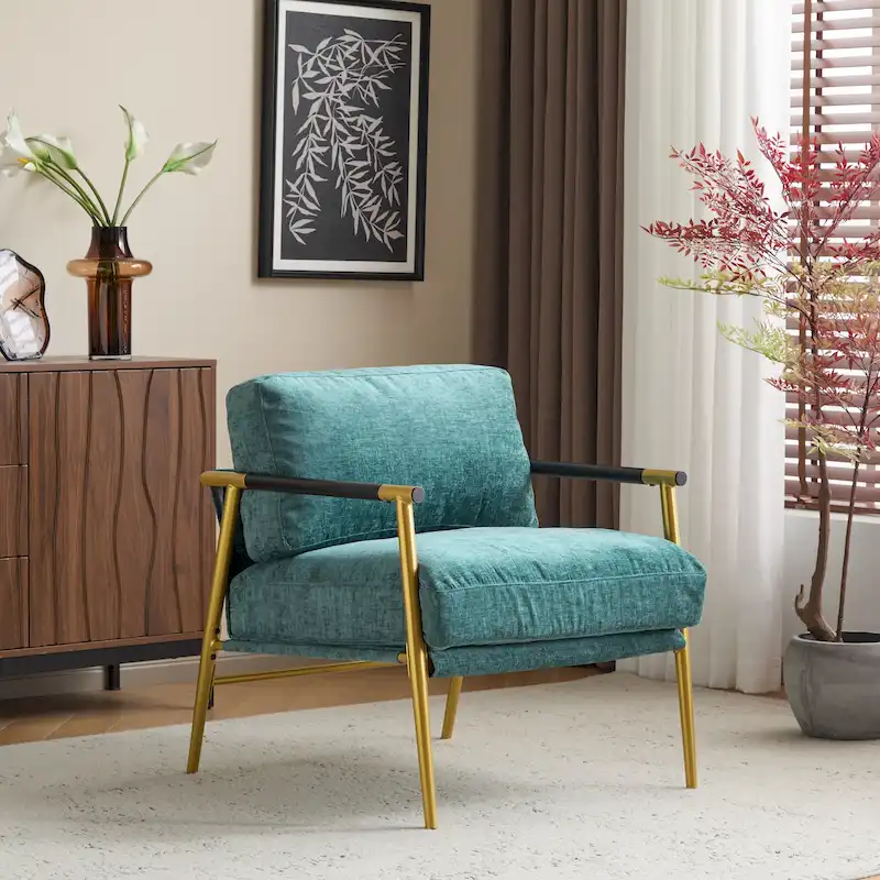 Varsts Modern Upholstered Accent Chair with Wood Frame, Emerald by Christopher Knight Home