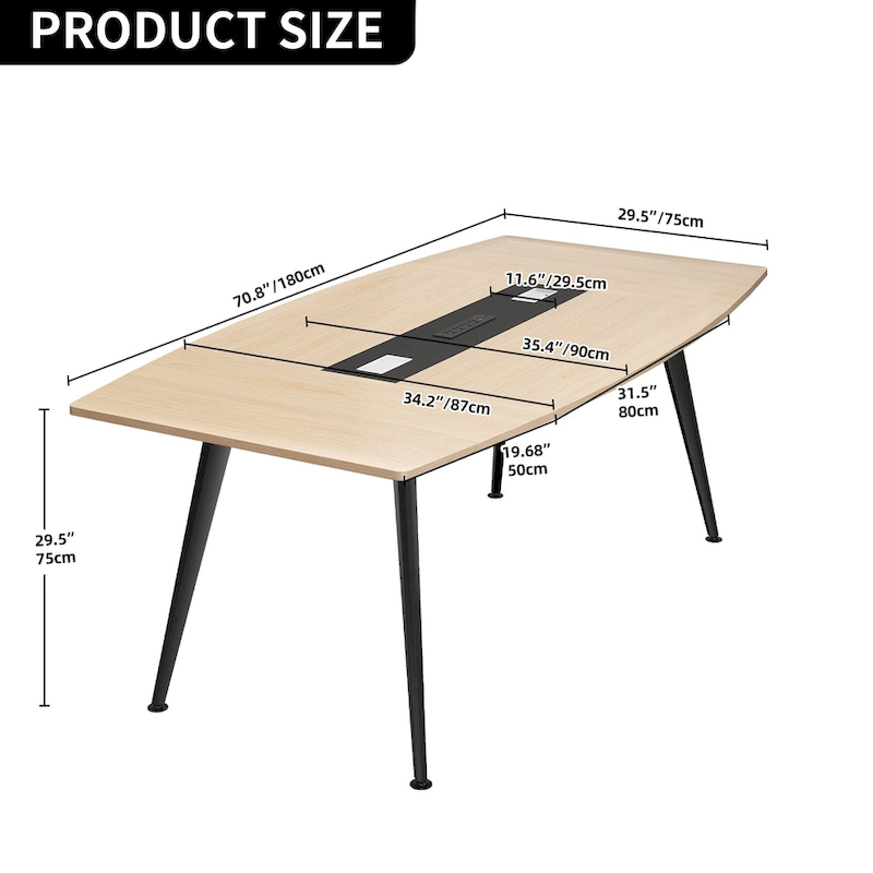 Moasis 6FT/8FT Conference Table Boat Shaped Meeting Table with Rectangle Grommet