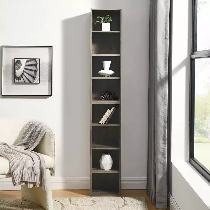 MAYEERTY 8-Tier Media Tower, CD DVD Storage Adjustable Shelves, Home Office, Multi-Use