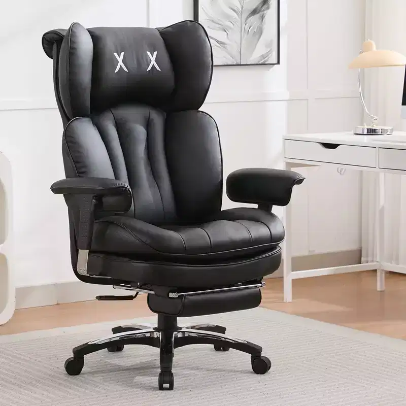 Efomao Ergonomic Big and Tall Office Chair, High Back PU Leather Computer Chair, Wide Seat Executive Desk Chair with Footrest and Lumbar Support