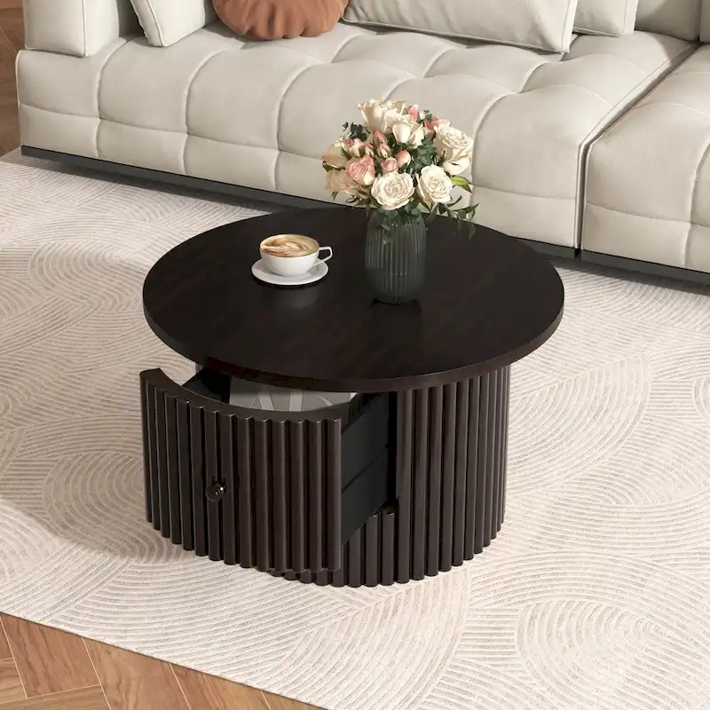 30.5 MDF Coffee Table with Drawer & Slat Base