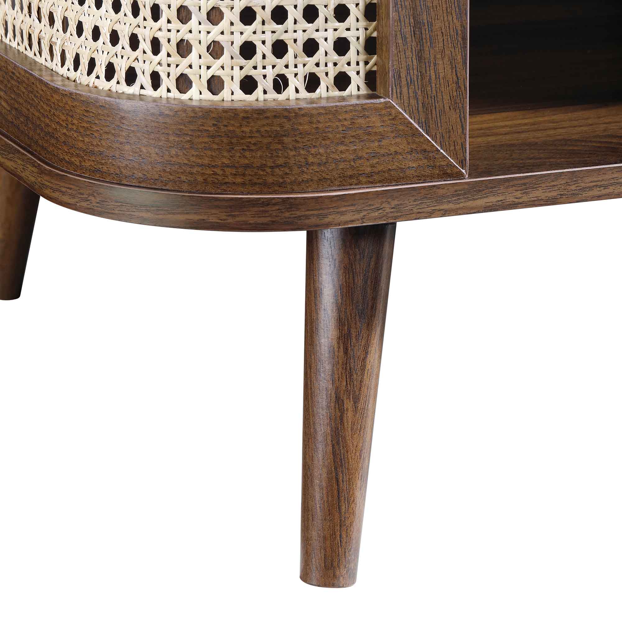 Curved Rattan Coffee Table, Walnut