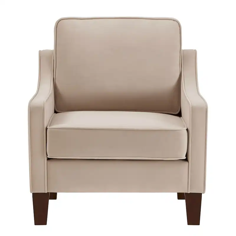 Upholstered Velvet Accent Chair with Wooden Legs