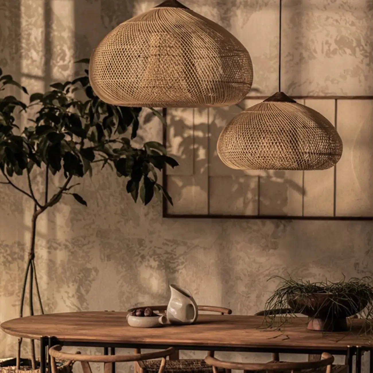 Wabi sabi style Rattan Bamboo Pendant Lights