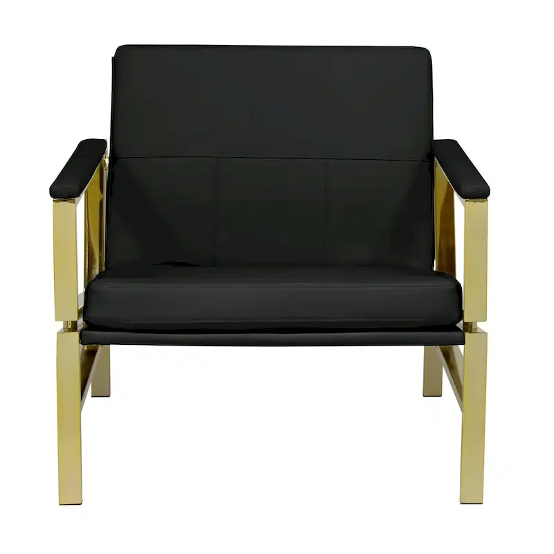 Strick & Bolton Regina Metal and Bonded Leather Mid Century Accent Chair