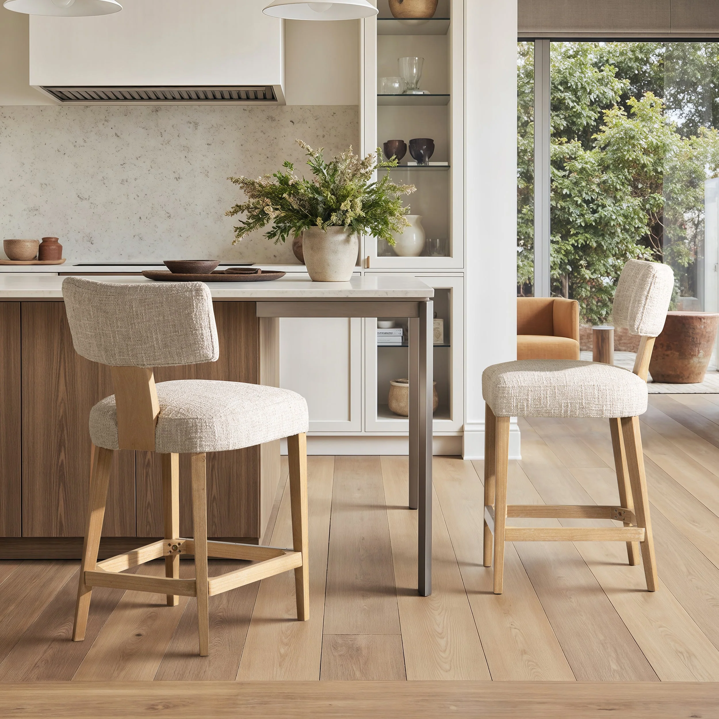 Penny Round Arched Chenille Counter Stool, Set of 2