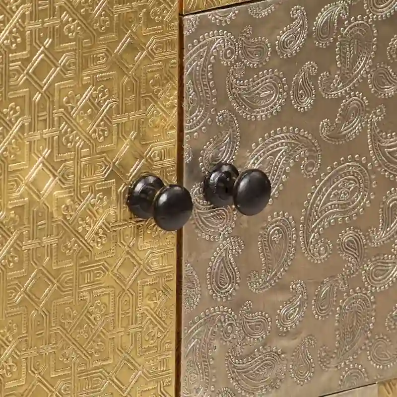 Sideboard 31.5x11.8x29.5 Solid Acacia Wood, Honey/Multi, 2-Door