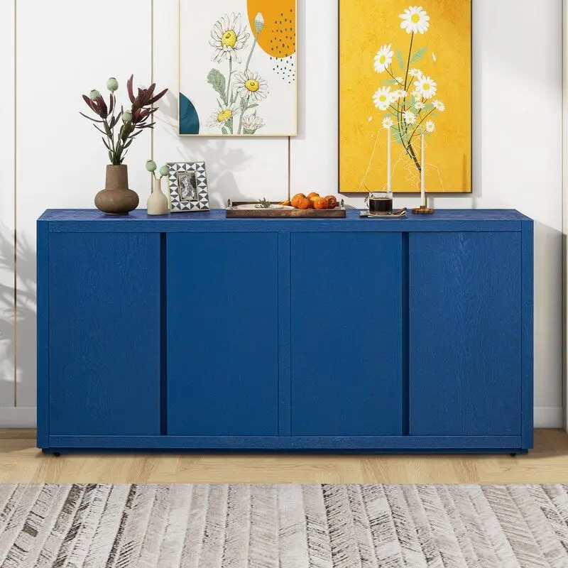 63  Four-Door Sideboard with Adjustable Shelves for Hallway Entryway Living Room