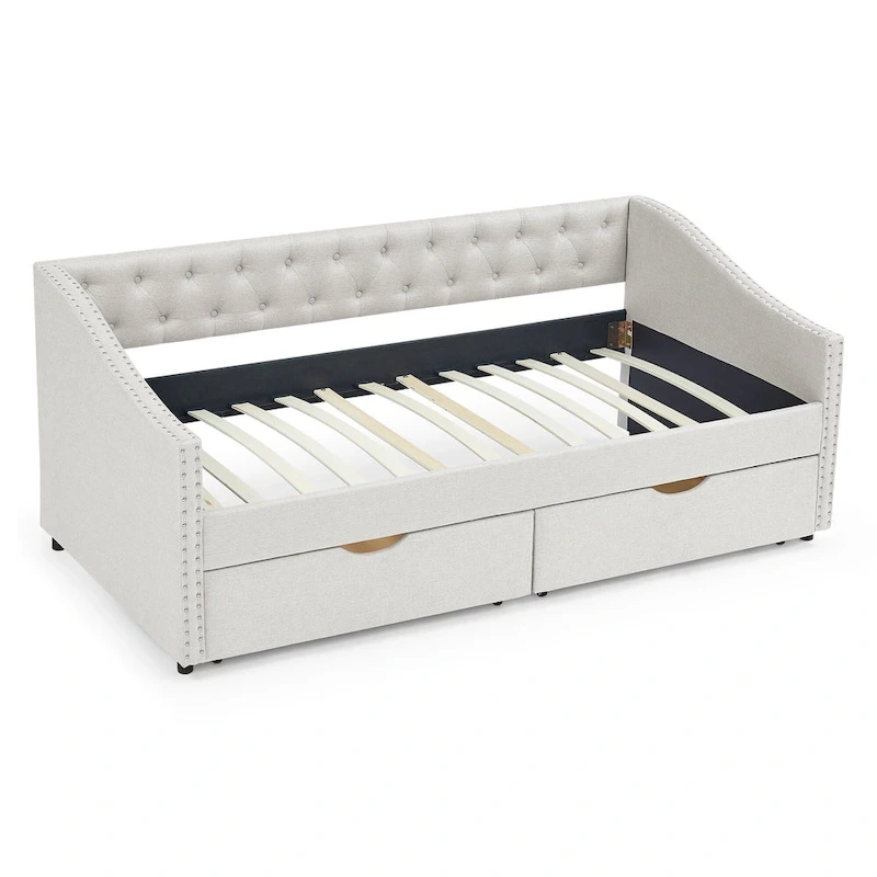 Daybed with Drawers Upholstered Tufted