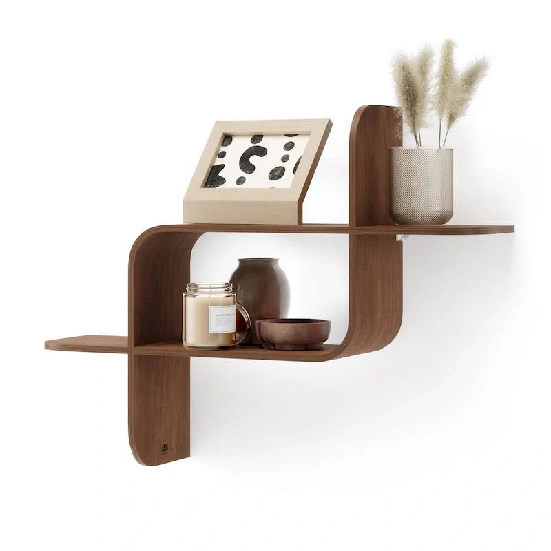 Geometric Bentwood Wall Shelf