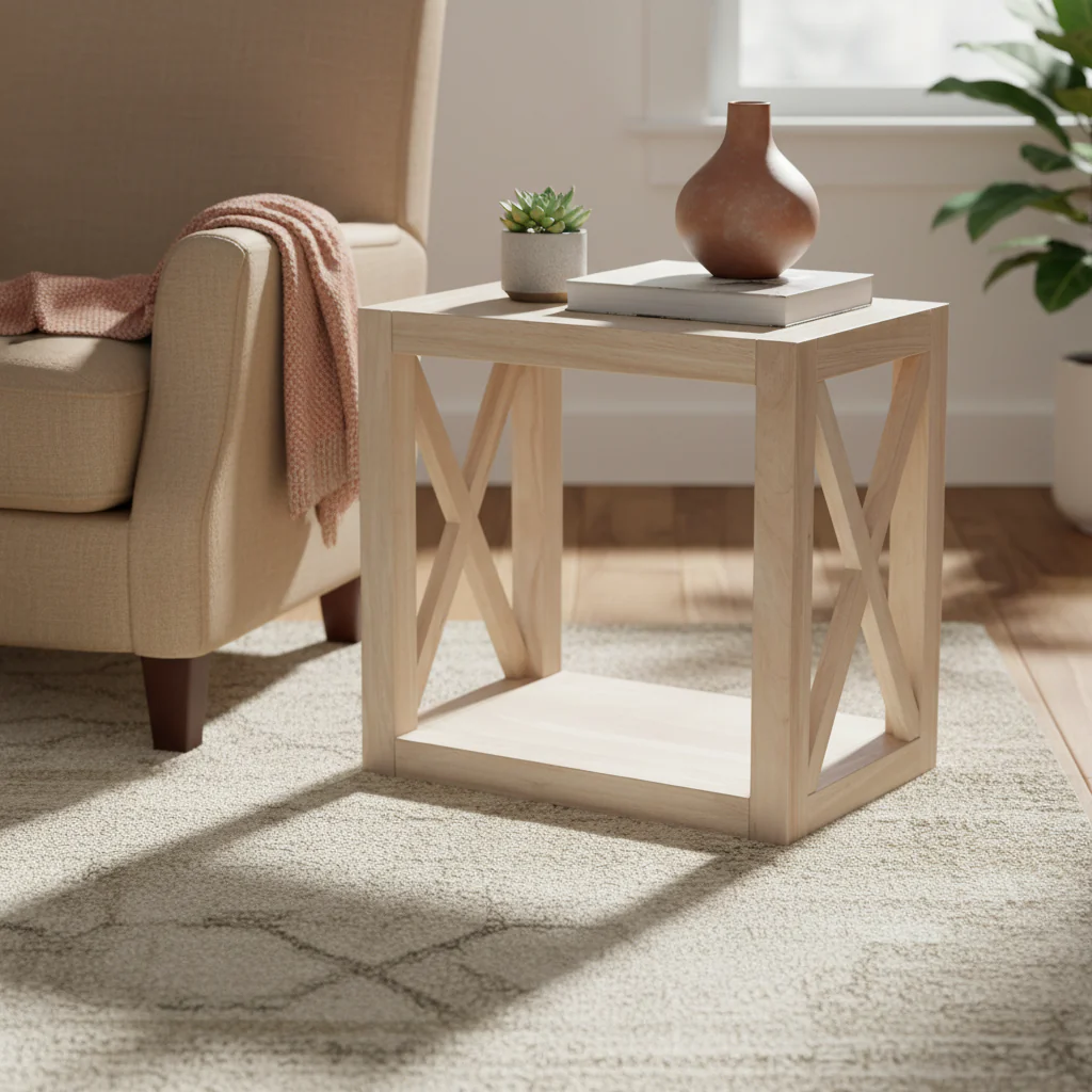 Solid Wood Unfinished Narrow End Table