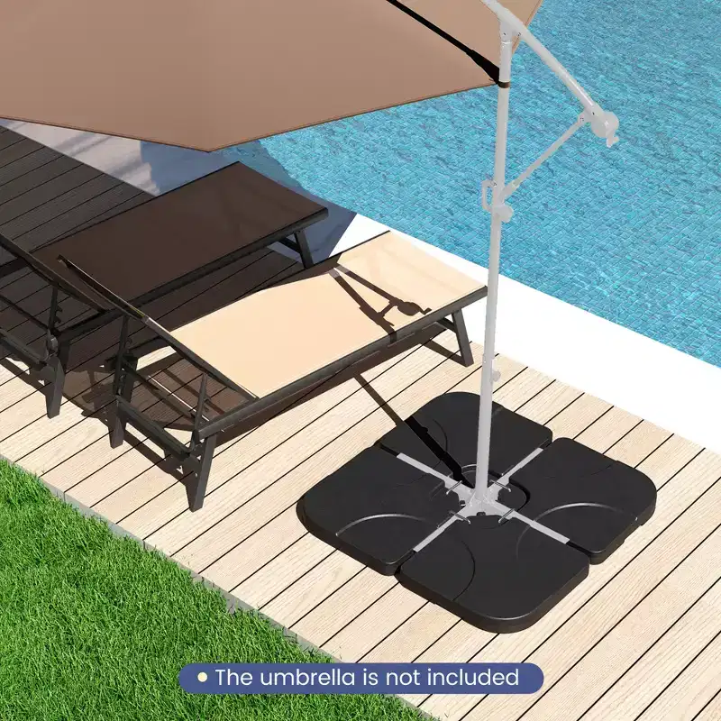 Costway 20 Patio Offset Umbrella Base Stand Water Filled Base Weights Sand Plate Set Brown/Black