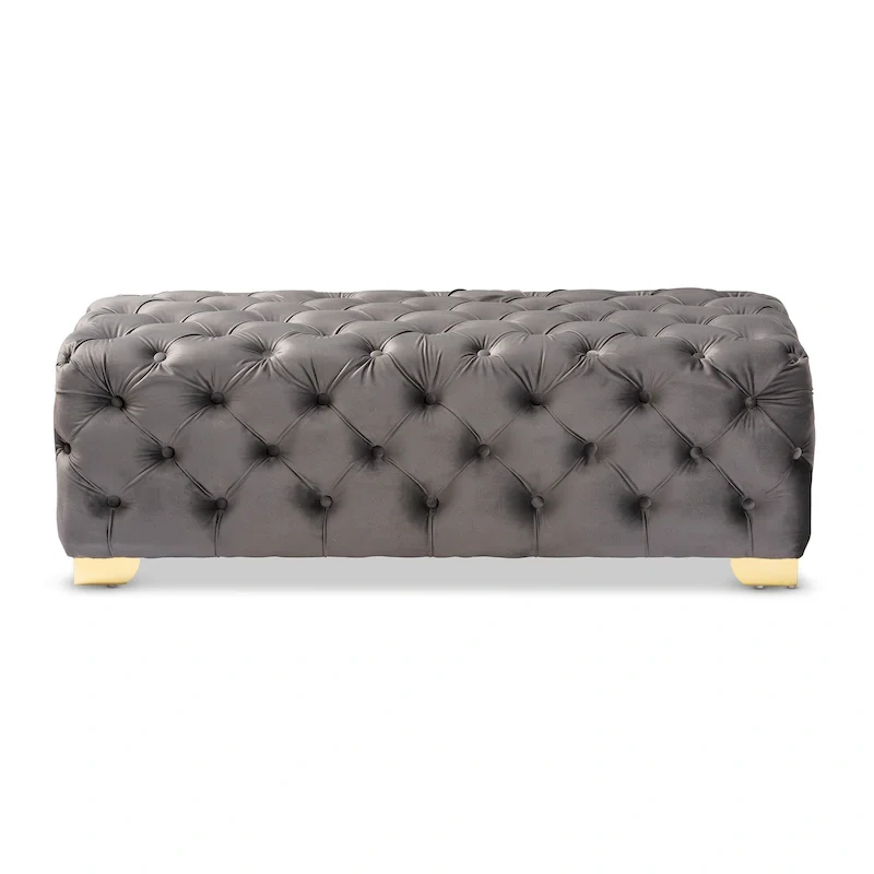 Gracewood Hollow Solanki Velvet Fabric Ottoman Bench