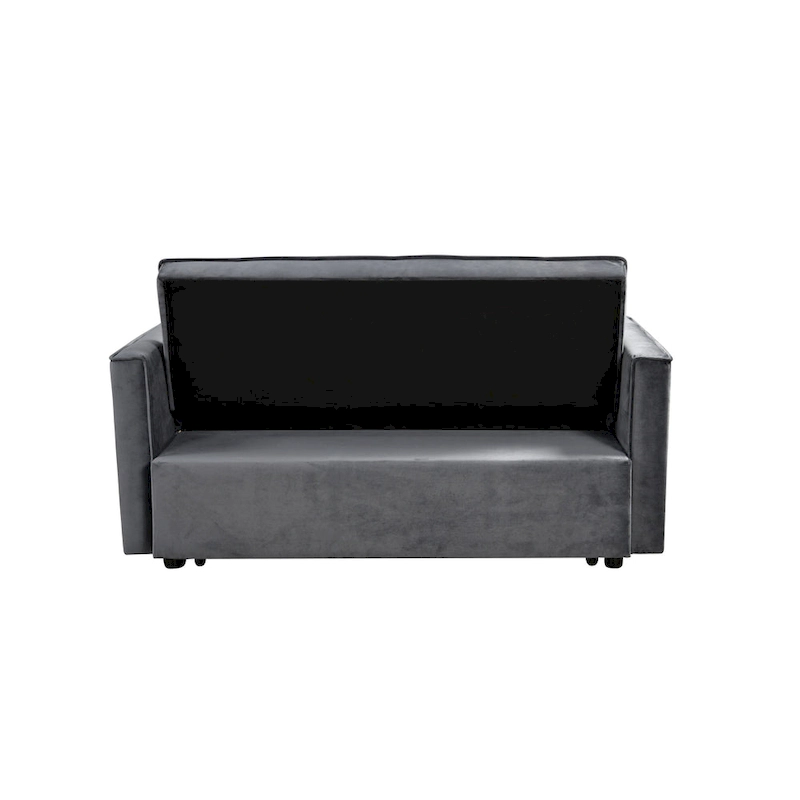 Modern Velvet Loveseat Futon Sofa Couch Pullout Bed, Small Love Seat Lounge Sofa w/Reclining Backrest, Toss Pillows, Pockets