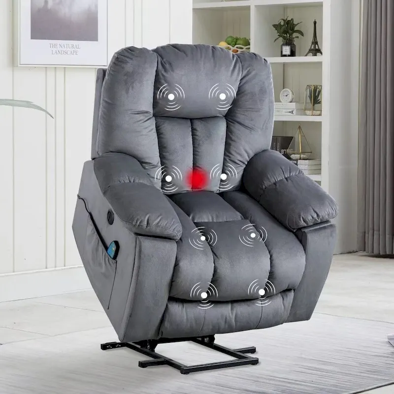 Grey/Beige/Black/Camel Power Lift Recliner Chair with Massage, Single Seat