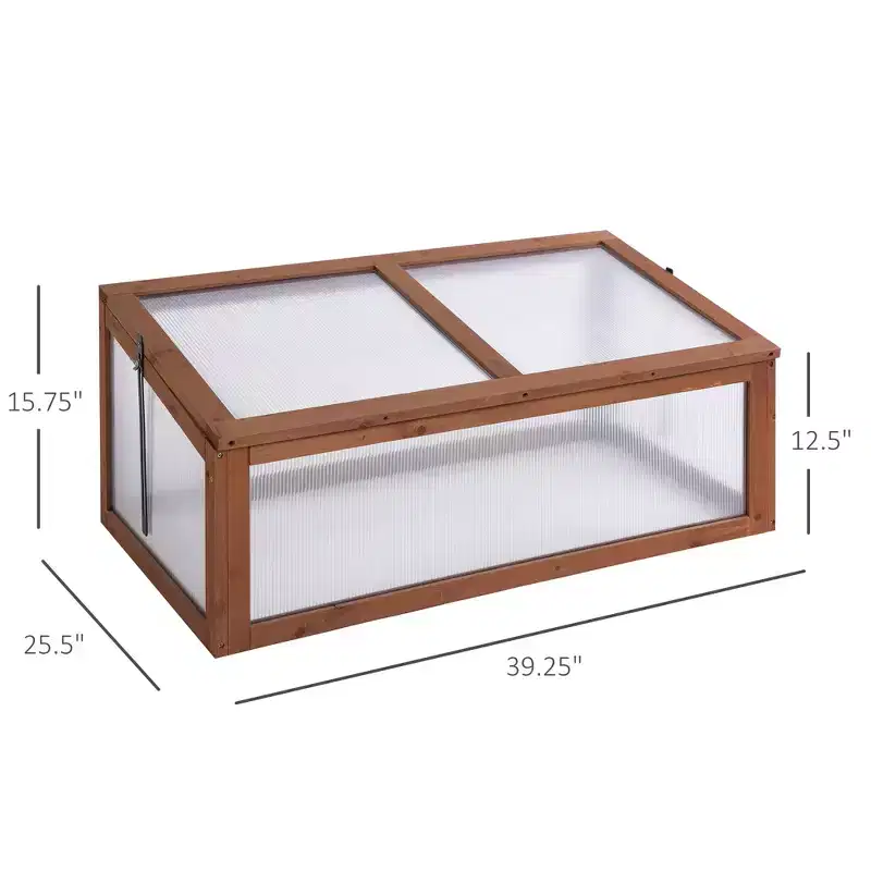 Wooden Cold Frame Greenhouse, Mini Greenhouse with Polycarbonate Board and Solid Wood Frame,Cold Frame, Terrarium Planter Box,39 x 26 x 16