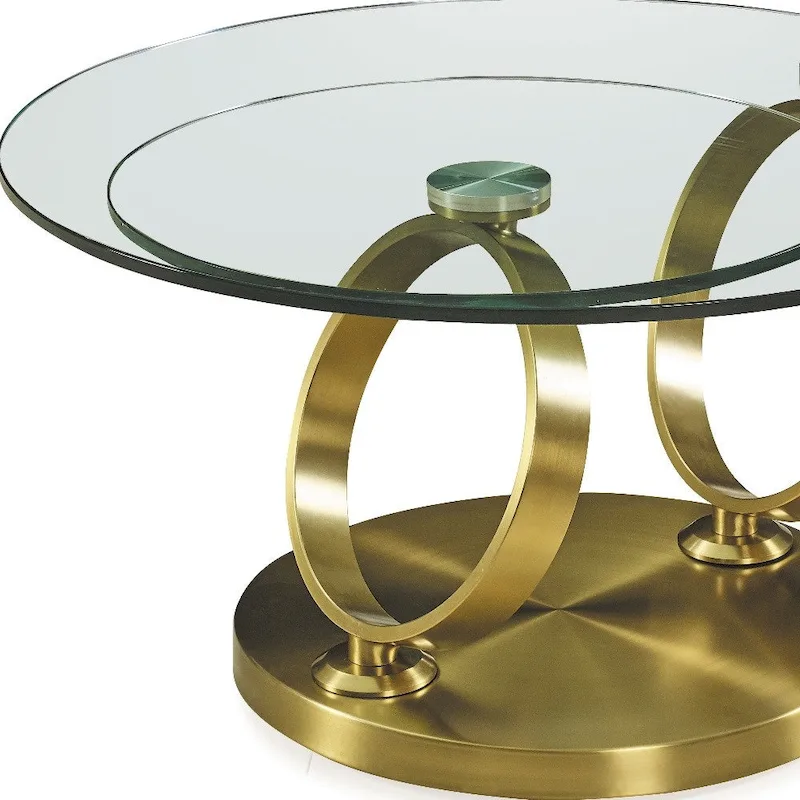 HomeRoots 32 Clear And Gold Glass And Metal Round Abstract Coffee Table - 31.5' X '17' X '31.5